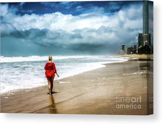 Destination Canvas Print featuring the digital art She Wiggles When She Walks by Susan Vineyard