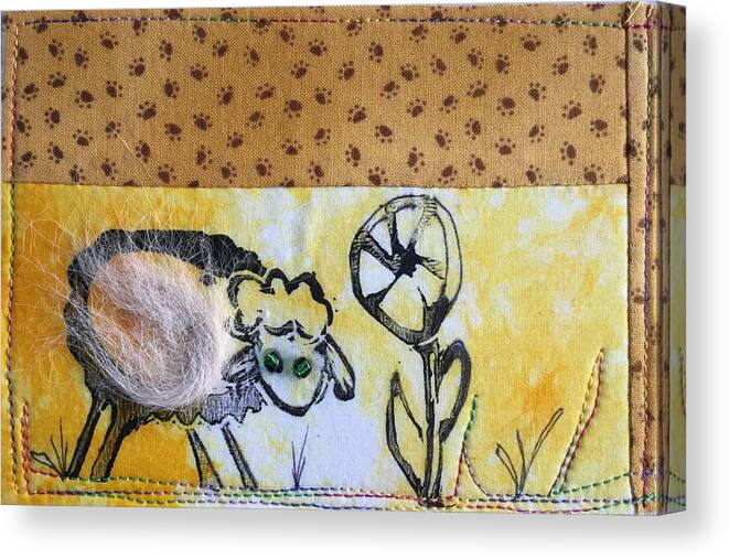 Sheep Canvas Print featuring the mixed media Sheep by Vivian Aumond