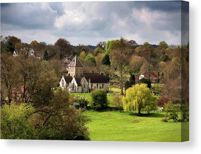 Church Canvas Print featuring the photograph Sheltered Valley by Shirley Mitchell