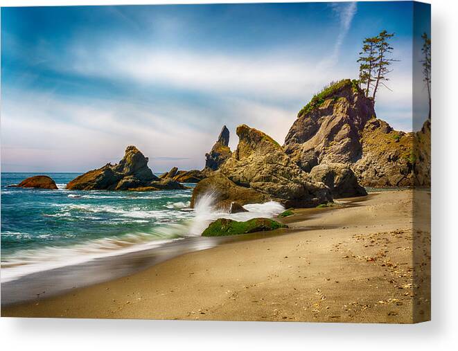 Shi Canvas Print featuring the photograph Shi Shi Beach Rocks by Amanda Jones