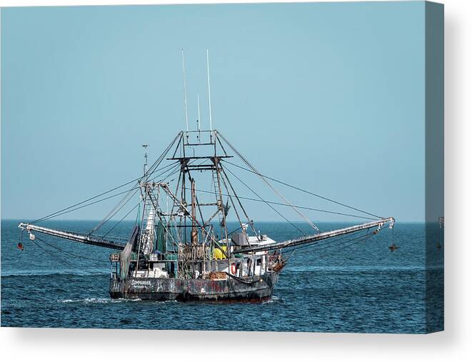 Fishing Trawler Canvas Print featuring the photograph Shrimp Trawler Commander by Bradford Martin