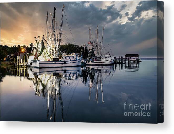 Shrimpboat Canvas Print featuring the photograph Shrimpboats at Shem Creek by Shelia Hunt