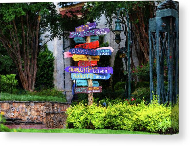 Signpost Canvas Print featuring the digital art Signpost at The Green by SnapHappy Photos