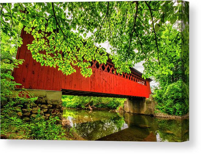 America Canvas Print featuring the photograph Silk Covered Bridge by Andy Crawford