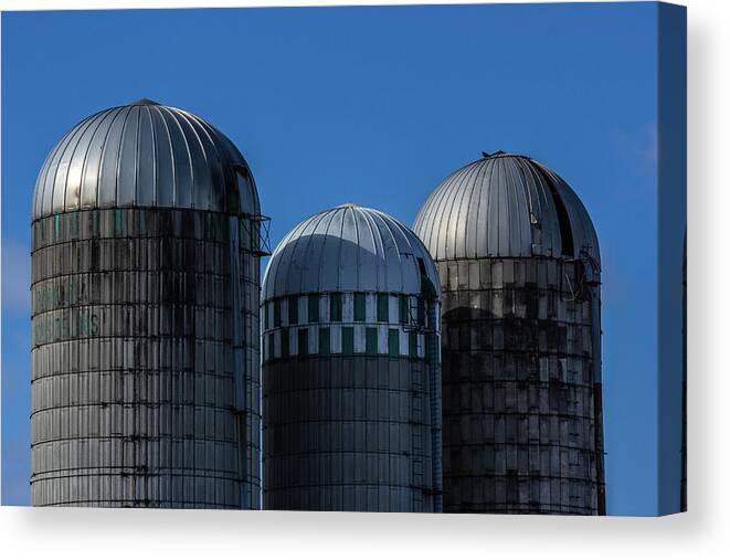 Museum Quality Canvas Print featuring the photograph Silos in Iroquois by Bruce Davis