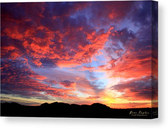 Sky Fire Canvas Print featuring the photograph Sky Fire 1 - Signed by Gene Taylor