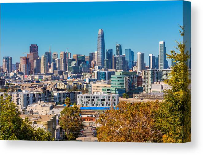 San Francisco Canvas Print featuring the photograph Skyline of San Francisco as seen from Potrero Hill by © Allard Schager