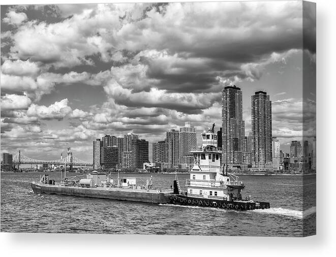 Sludge Vessel Canvas Print featuring the photograph Sludge Barge and Clouds by Cate Franklyn