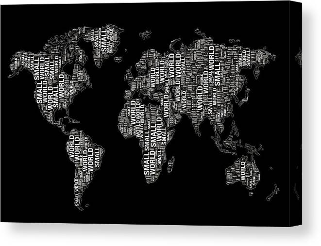 World Map Canvas Print featuring the painting Small World Map Distressed Wall by Tony Rubino
