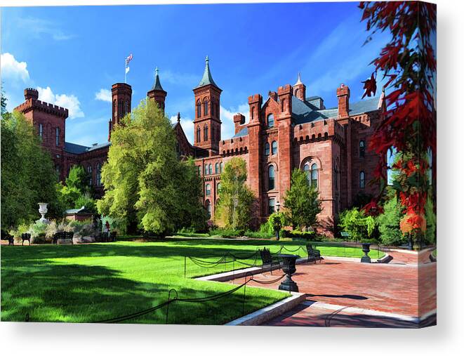 Washington Canvas Print featuring the painting Smithsonian Castle Museum by Christopher Arndt