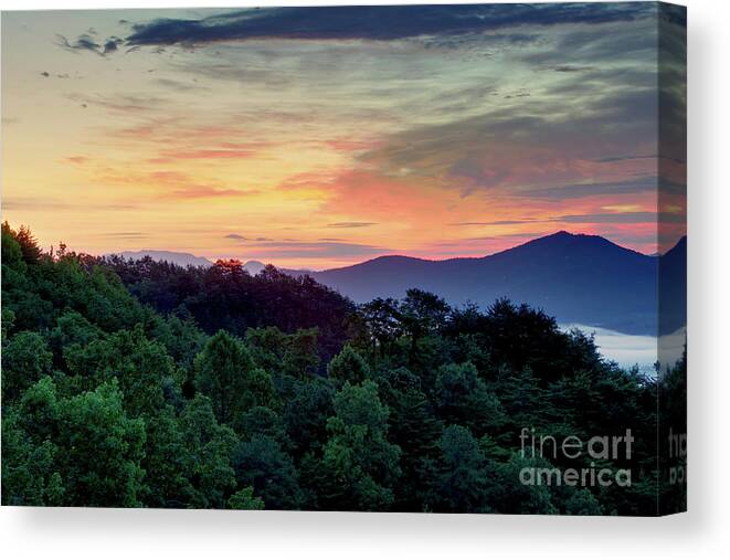 Smoky Mountains Canvas Print featuring the photograph Smoky Mountain Sunrise 3 by Phil Perkins