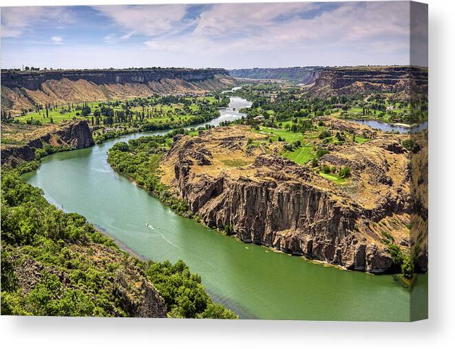 Snake River Canyon Canvas Print featuring the photograph Snake River Canyon Twin Falls Idaho by Tatiana Travelways