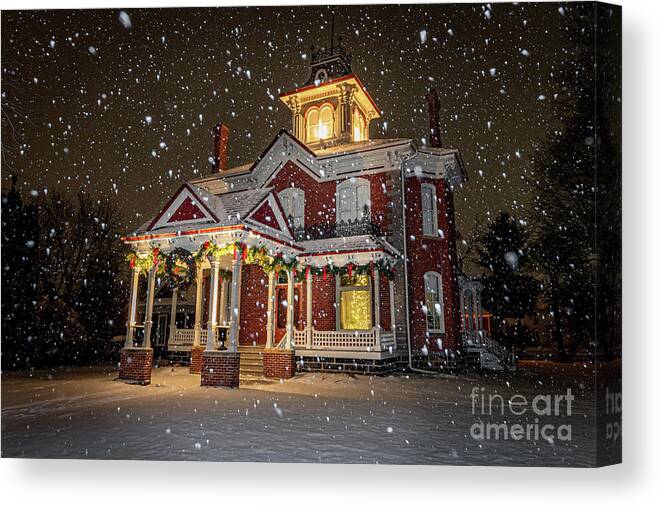 Mansion Canvas Print featuring the photograph 'Sno Problem at the Mansion by Amfmgirl Photography