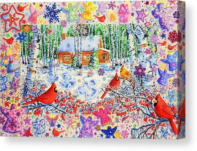 Snow Canvas Print featuring the painting Snow Angels by Diane Phalen