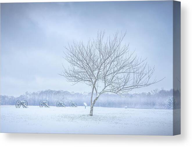 Snow Canvas Print featuring the photograph Snow At Shiloh National Military Park by Jordan Hill
