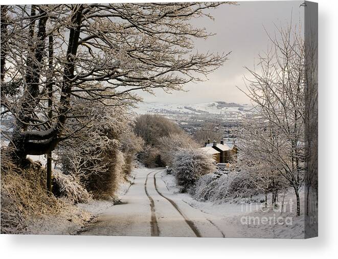England Canvas Print featuring the photograph Snow On Skipton Old Road by Tom Holmes Photography