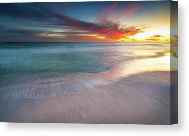 Beach Canvas Print featuring the photograph Soft Waves at Sunset by Mike Whalen