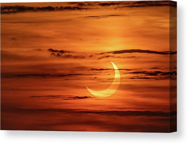 New York Canvas Print featuring the photograph Solar Eclipse 2021 by Kevin Suttlehan