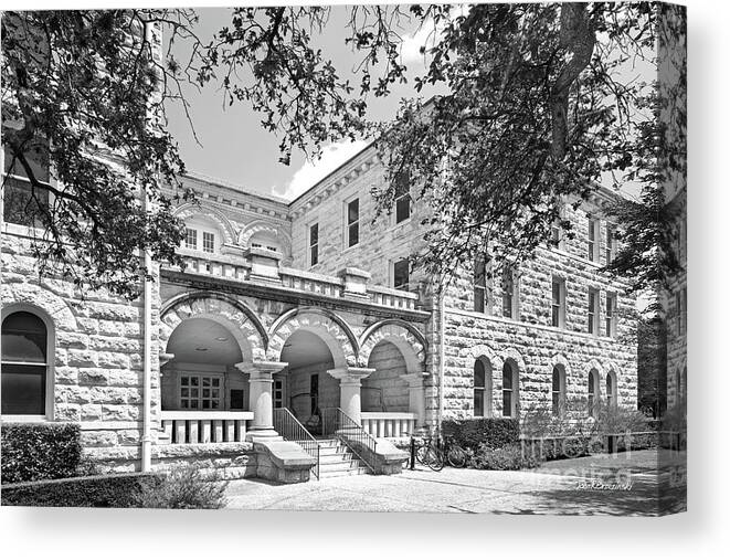 Southwestern University Canvas Print featuring the photograph Southwestern University Mood Bridwell Hall by University Icons