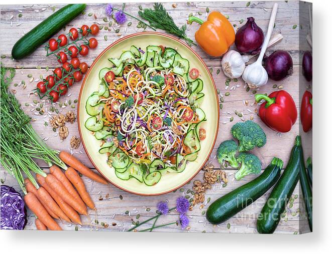 Vegetable Salad Canvas Print featuring the photograph Spiralized Vegetable Salad Bowl by Tim Gainey