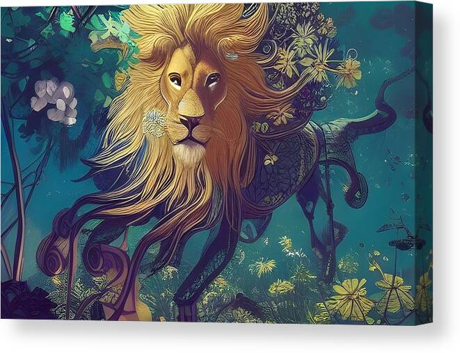 Digital Canvas Print featuring the digital art Spirit Lion by Beverly Read