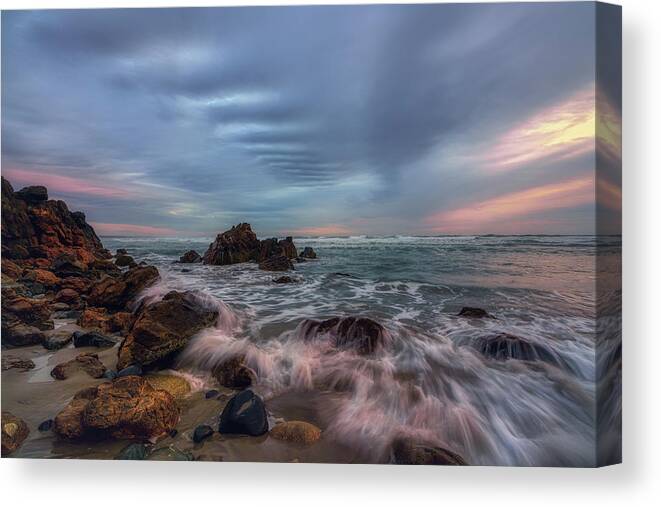 Maine Canvas Print featuring the photograph Splashing Waves on Marginal Way by Penny Polakoff