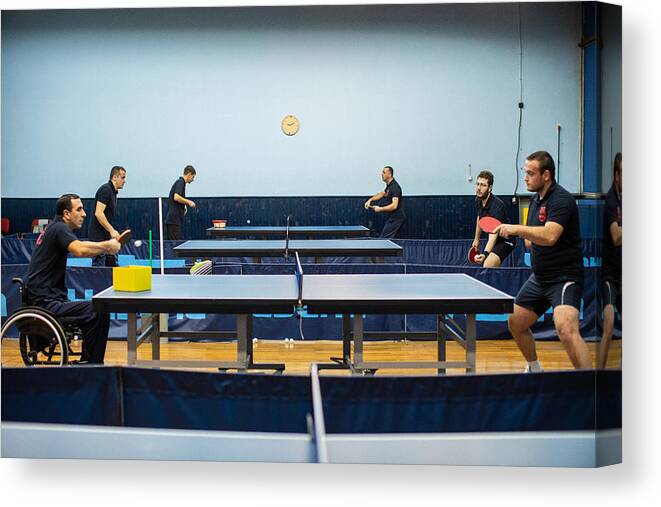 Persons With Disabilities Canvas Print featuring the photograph Sport hall for table tennis by Miodrag Ignjatovic