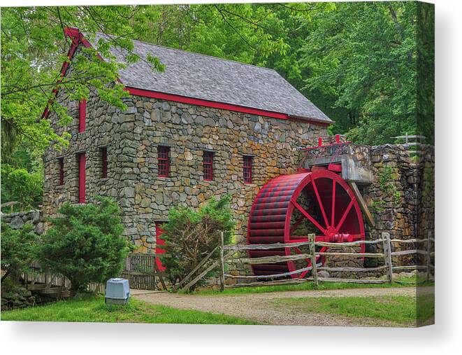 Sudbury Grist Mill Canvas Print featuring the photograph Spring at the Wayside Inn Grist Mill by Juergen Roth