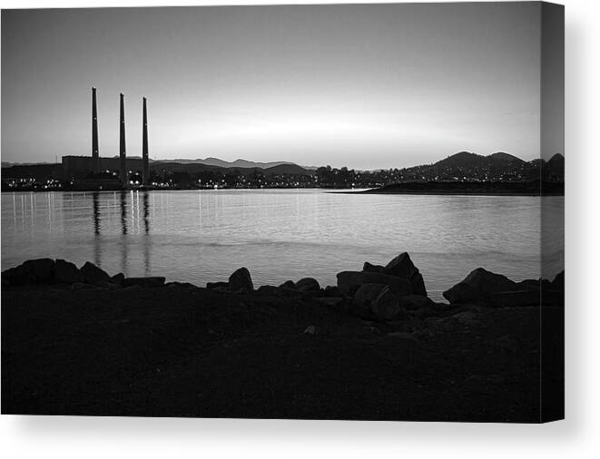 Sunrise Canvas Print featuring the photograph Stacks on the Horizon by Gina Cinardo