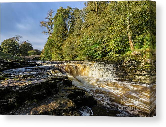 England Canvas Print featuring the photograph Stainforth Force In Early Autumn by Tom Holmes Photography