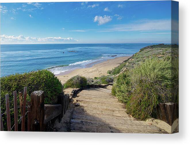 Crystal Cove Canvas Print featuring the photograph Stairway Path Down to the Beach by Matthew DeGrushe