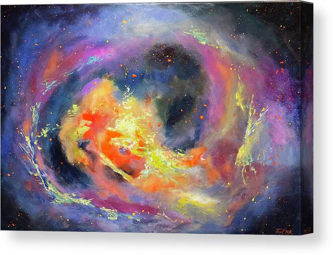 Outer Space. Abstract Canvas Print featuring the painting Stardust by Gretchen Ten Eyck Hunt