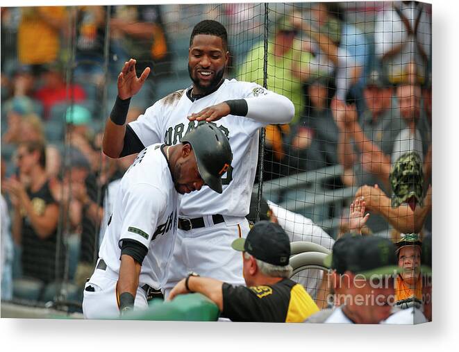 Three Quarter Length Canvas Print featuring the photograph Starling Marte and Gregory Polanco by Justin K. Aller