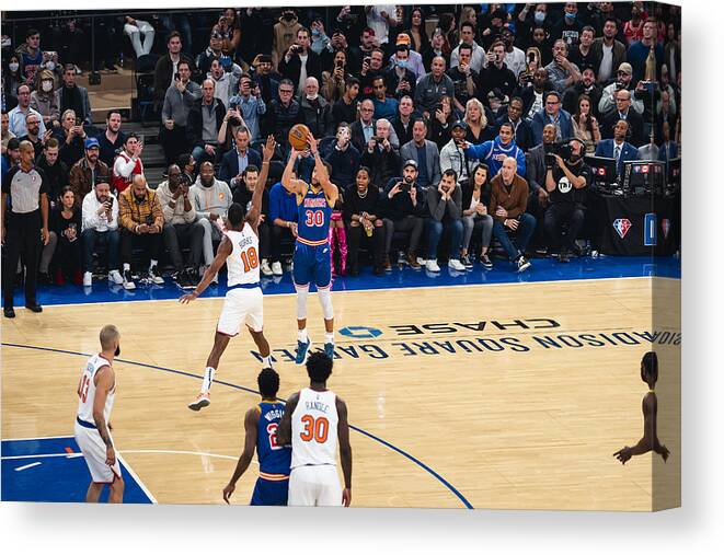 Nba Canvas Print featuring the photograph Stephen Curry and Ray Allen by Evan Yu