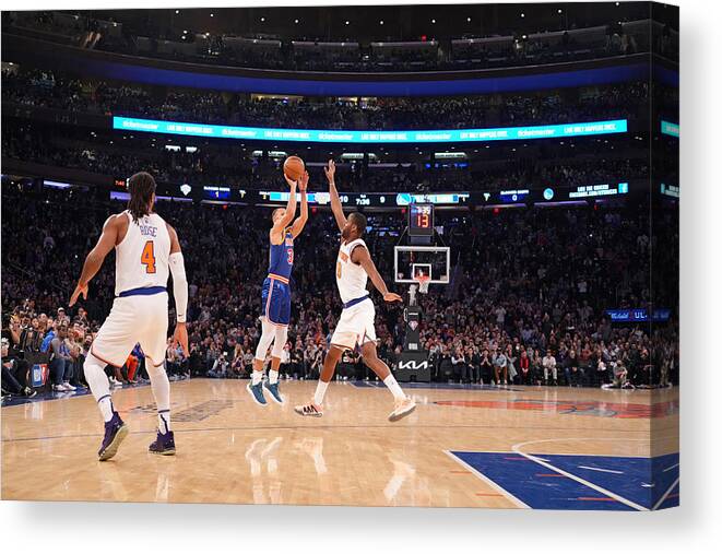 Stephen Curry Canvas Print featuring the photograph Stephen Curry and Ray Allen by Jesse D. Garrabrant