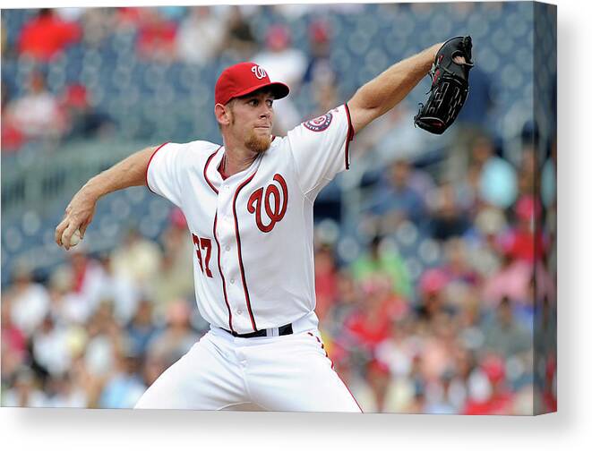 Stephen Strasburg Canvas Print featuring the photograph Stephen Strasburg by Greg Fiume