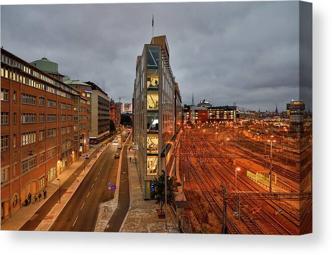 Europe Canvas Print featuring the photograph Stockholm tracks by Alexander Farnsworth