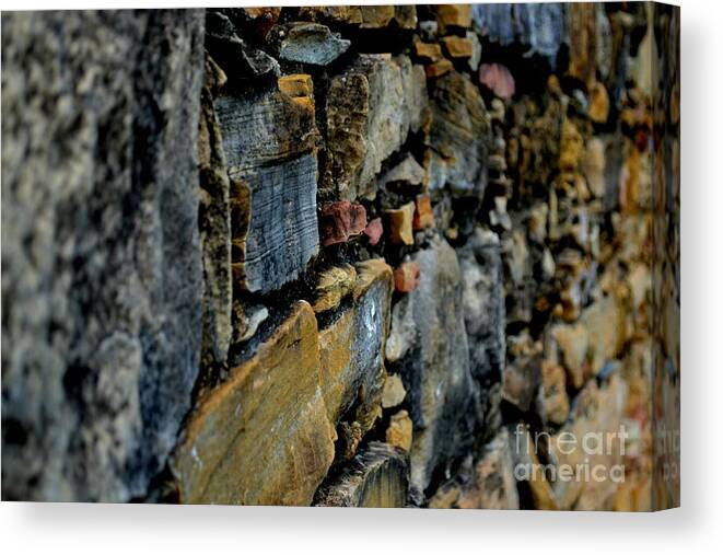 Stone Wall Photography Canvas Print featuring the photograph Stone Wall Textures and Shapes by Expressions By Stephanie