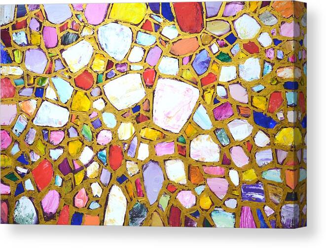 Stones Canvas Print featuring the painting Stones in gold 3. by Iryna Kastsova