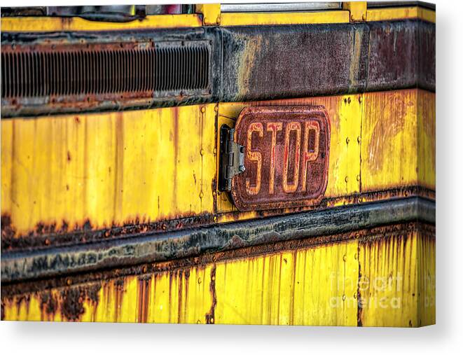 School Bus Canvas Print featuring the photograph Stop by Pamela Dunn-Parrish