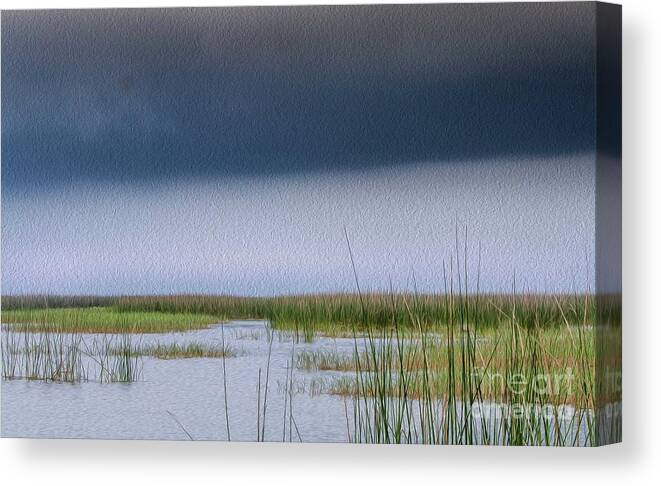 Storm Canvas Print featuring the digital art Storm on Lake Okeechobee by Patti Powers
