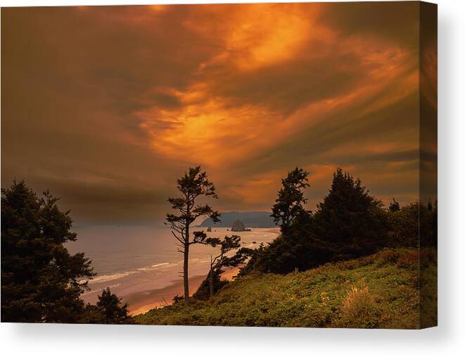 Storm Over Cannon Beach Canvas Print featuring the photograph Storm over Cannon Beach by David Patterson
