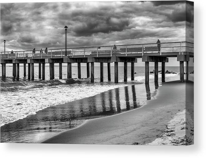 Coney Island Canvas Print featuring the photograph Stormy Reflections by Cate Franklyn