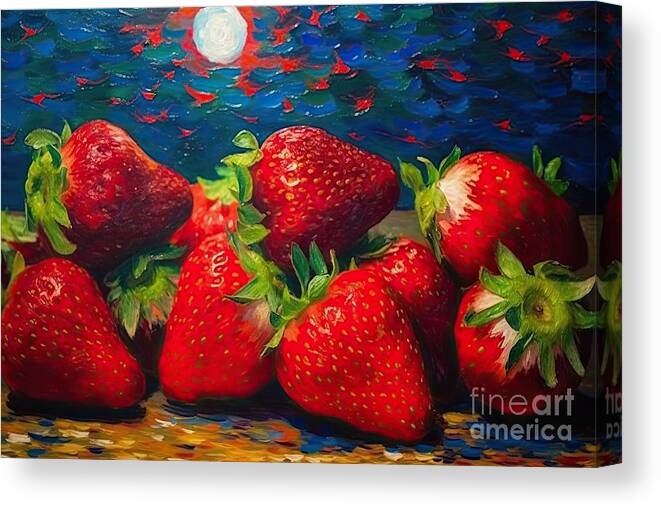 Strawberries Canvas Print featuring the painting Strawberries painting by N Akkash