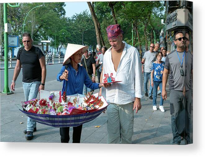 Northern Vietnam Canvas Print featuring the photograph Street View in Hanoi by Dubi Roman