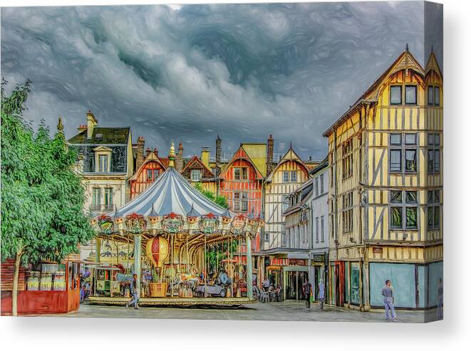 Troyes Canvas Print featuring the photograph Summer in Troyes, France by Marcy Wielfaert