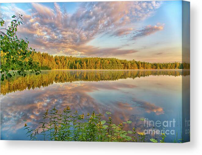 Atmosphere Canvas Print featuring the photograph Summer morning at 05.51 by Veikko Suikkanen