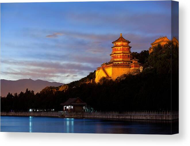 Chinese Culture Canvas Print featuring the photograph Summer Palace of Emporers in Beijing China by Laoshi