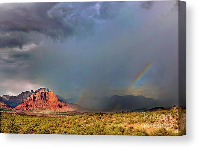 Davw Welling Canvas Print featuring the photograph Summer Storm Back Of Zion Near Hurricane Utah by Dave Welling