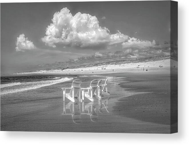White Canvas Print featuring the photograph Summertime Beach Black and White by Debra and Dave Vanderlaan